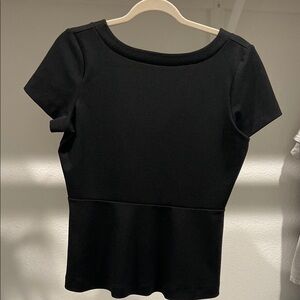 Ann Taylor Black Peplum Fitted T-Shirt